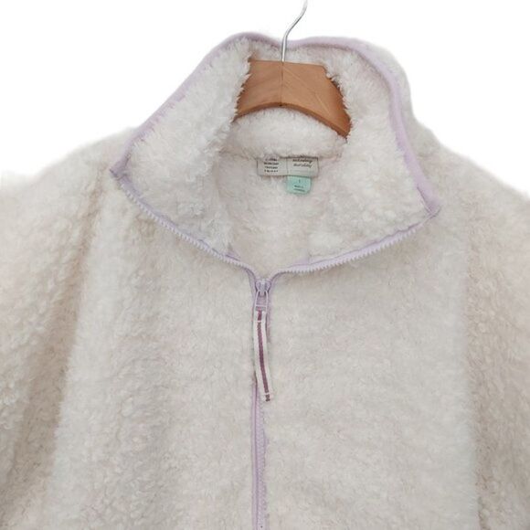 Anthropologie Saturday Sunday Sherpa Jacket Womens Small Cream 1/2 Zip High Neck - Picture 2 of 15